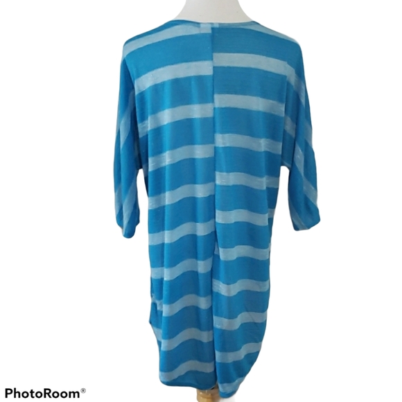 LuLaRoe Lindsay Kimono Blue Striped Size Small - Picture 3 of 8